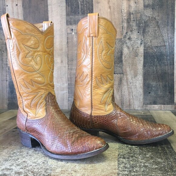 Nocona Vintage Snakeskin Western Cowboy Boots Womens 9.5 B - Picture 5 of 12